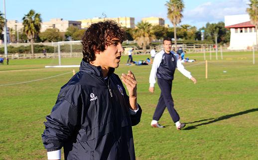 Manu Girón, en un entrenamiento de la pasada campaña.